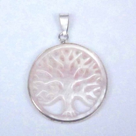 Pendant 24mm. cuting laser Rose MOP tree of life
