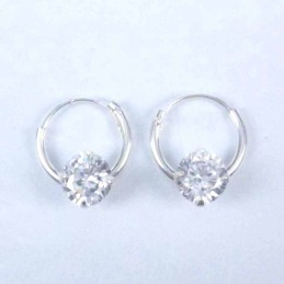 Ea Hoop 1.2x10mm. with C.Z. rd 5mm. White Color