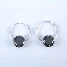 Ea Hoop 1.2x10mm. with C.Z. rd 5mm. Black Color