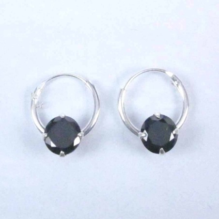 Ea Hoop 1.2x10mm. with C.Z. rd 5mm. Black Color
