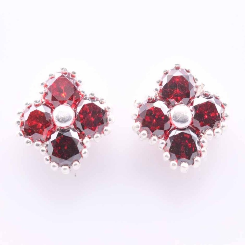 Ea Flower 4 C.Z. Garnet Color