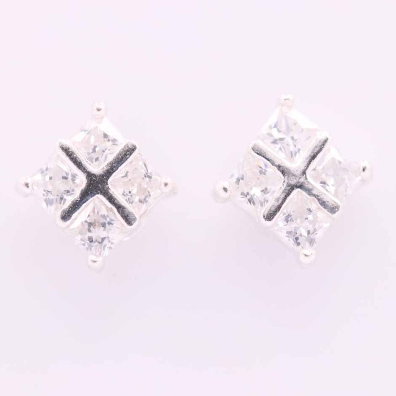 Ea Square 4 C.Z. 8mm. White Color