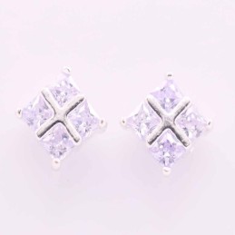 Ea Square 4 C.Z. 8mm. Garnet Color