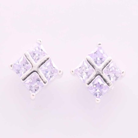 Ea Square 4 C.Z. 8mm. Garnet Color