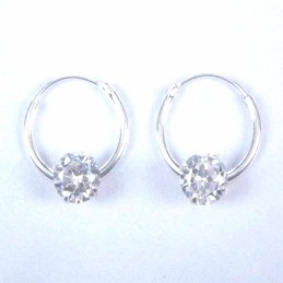 Ea Hoop 1.2x12mm. with C.Z. rd 5mm. White Color