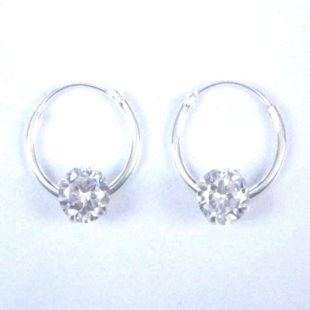 Ea Hoop 1.2x12mm. with C.Z. rd 5mm. White Color