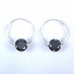 Ea Hoop 1.2x12mm. with C.Z. rd 5mm. Black Color
