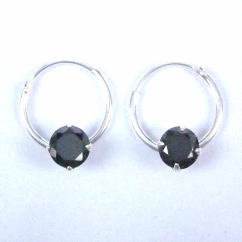Ea Hoop 1.2x12mm. with C.Z. rd 5mm. Black Color