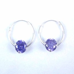 Ea Hoop 1.2x12mm. with C.Z. rd 5mm. Ametisth Color
