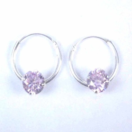 Ea Hoop 1.2x12mm. with C.Z. rd 5mm. Rainbow Color