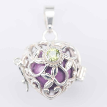 Pendant Basket Heart 21x17mm. with Stone 4mm.