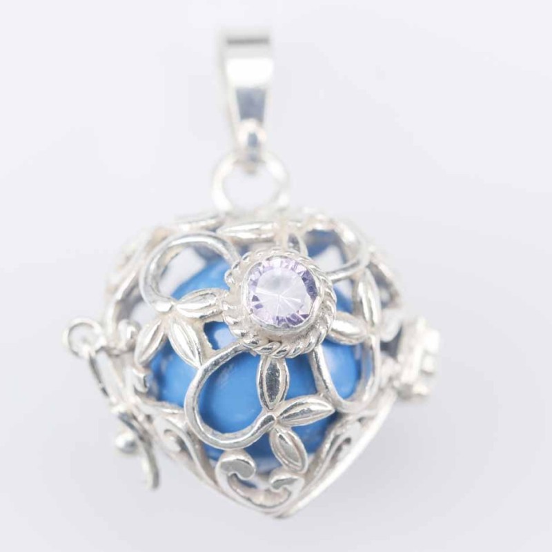 Pendant Basket Heart 21x17mm. with Stone 4mm.