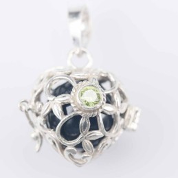 Pendant Basket Heart 21x17mm. with Stone 4mm.