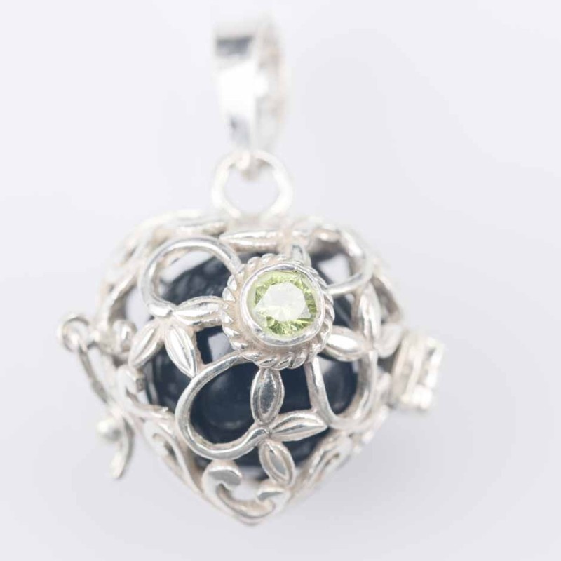 Pendant Basket Heart 21x17mm. with Stone 4mm.
