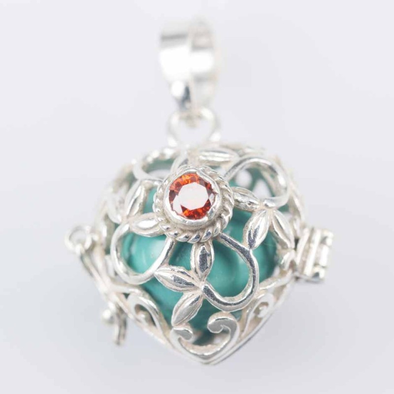 Pendant Basket Heart 21x17mm. with Stone 4mm.
