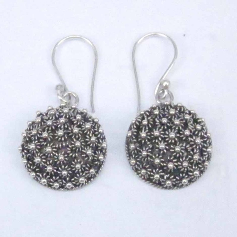 Earring Round Flower Pikun hand make