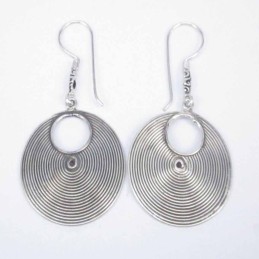 Earring Oval Lines hand make