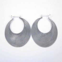 Earring Oval Lines hand make