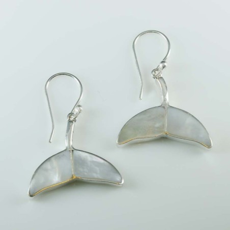 Earring Whale Tail MOP Shell