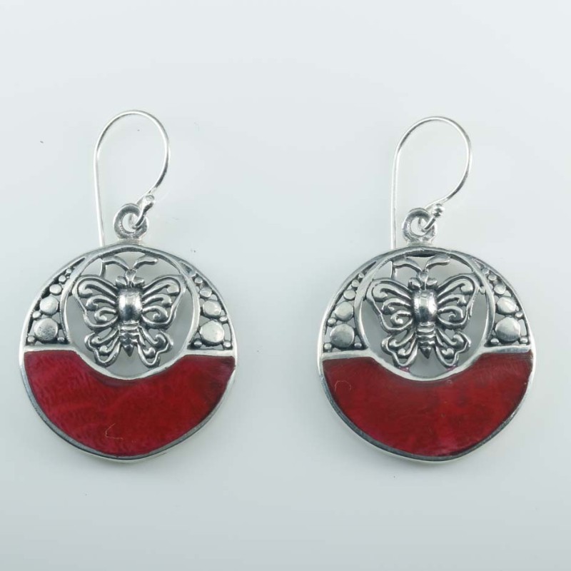 Earring Round Coral