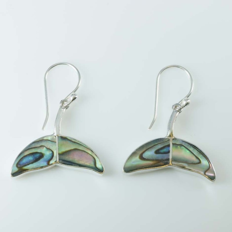 Earring Whale Tail Abalon Shell