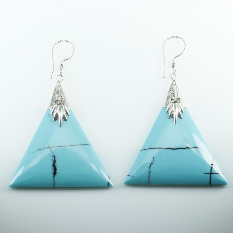 Earring Triangle Turquoise Color Stone