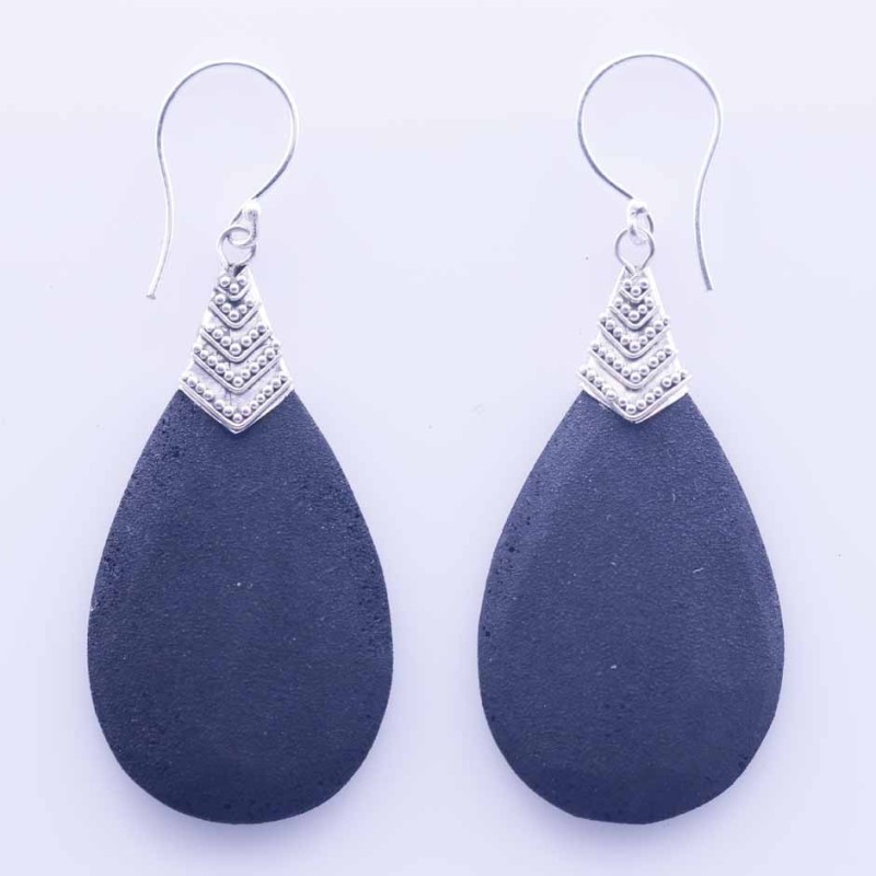 Earring Drop Volcano Lava Stone