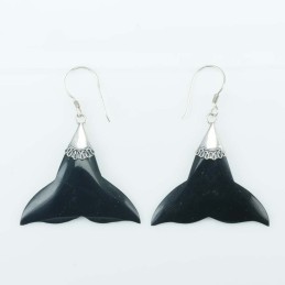 Earring Whale Tail Black resing