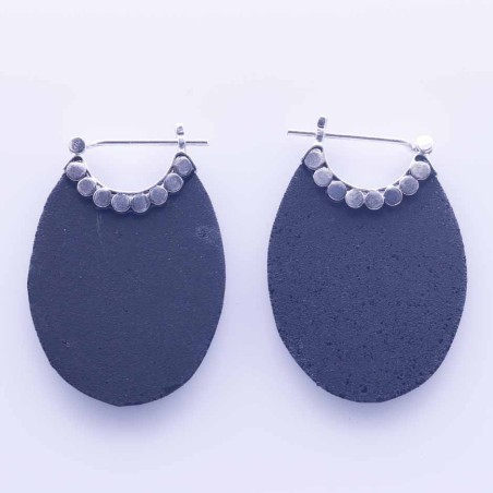 Earring Hand Fan Volcano Lava Stone