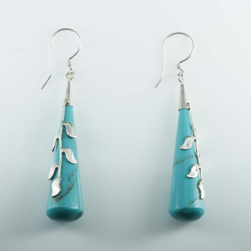 Earring Drop Turquoise Color Stone Earring Drop Turquoise Color Stone