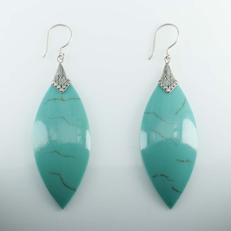 Earring Rhombus Turquoise Color Stone