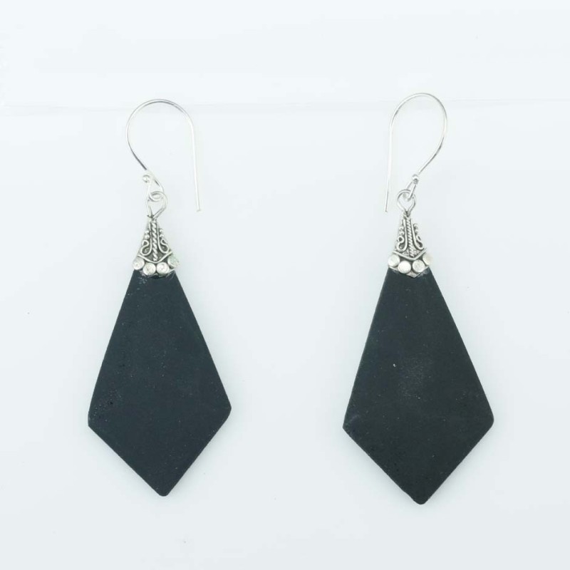 Earring Rhombus Volcano Lava Stone