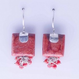 Earring Square Coral