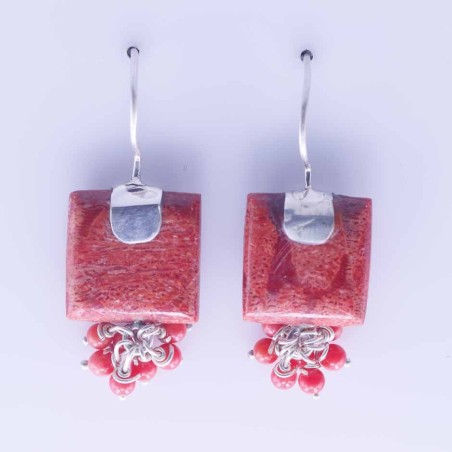 Earring Square Coral