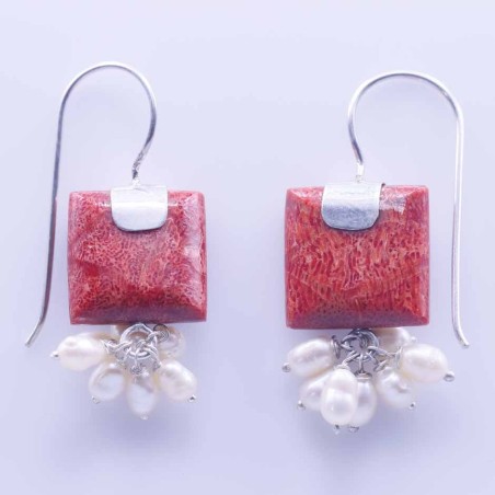 Earring Square Coral