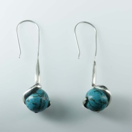 Earring Ball Turquoise Color Stone