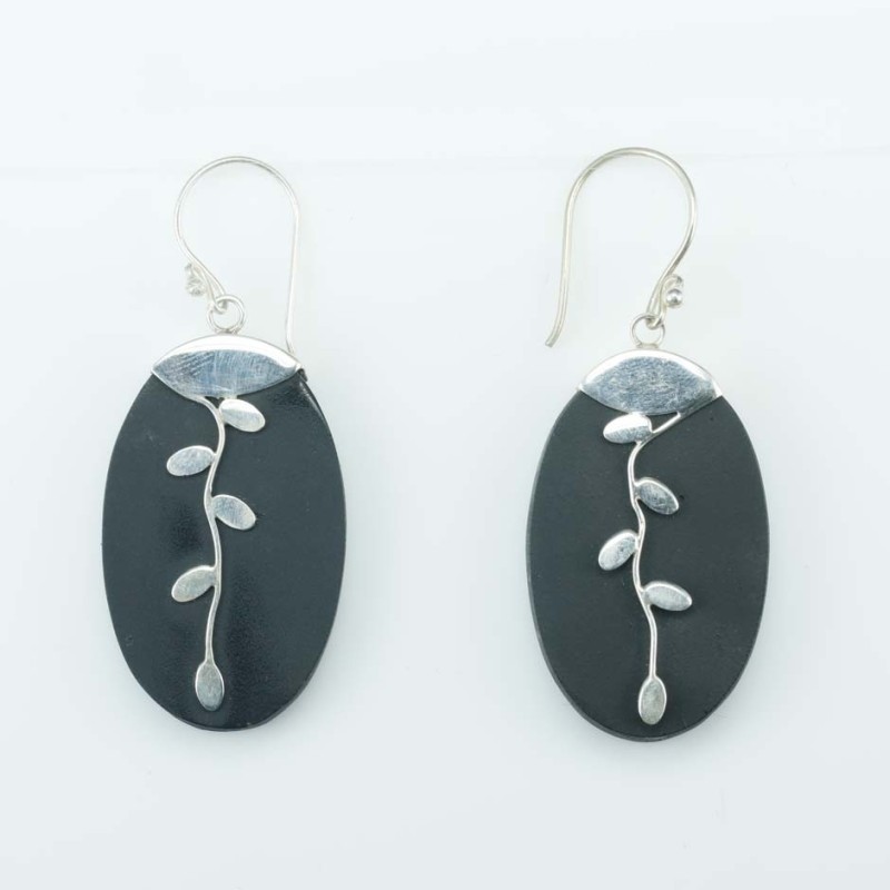 Earring Oval Volcano Lava Stone Earring Oval Volcano Lava Stone