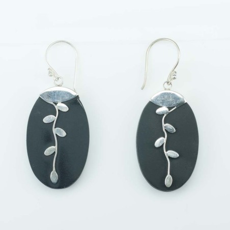 Earring Oval Volcano Lava Stone