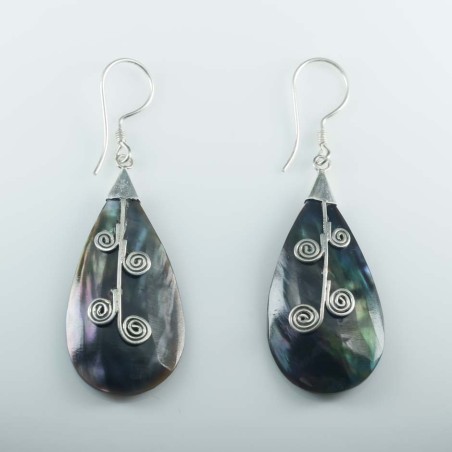 Earring Drop Black MOP Shell