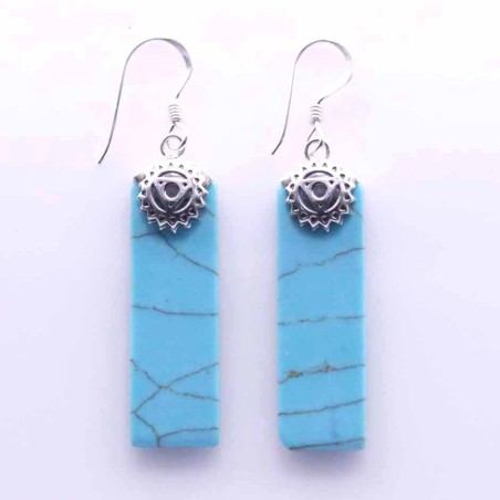 Earring Rectangle Turquoise color Stone