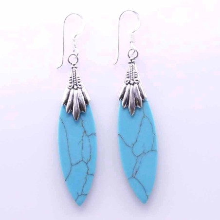 Earring Rhombus Turquoise Color Stone