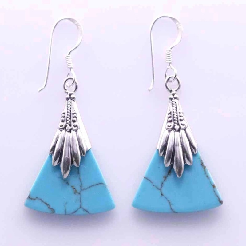 Earring Triangle Turquoise Color Stone Earring Triangle Turquoise Color Stone