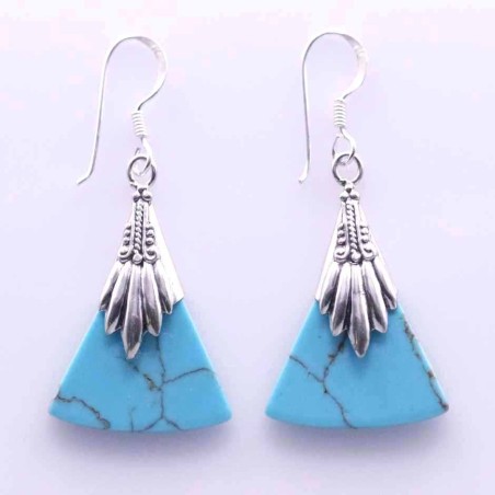 Earring Triangle Turquoise Color Stone