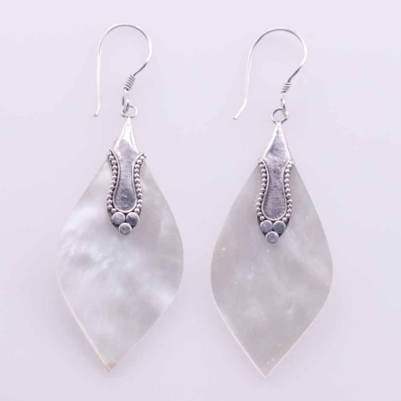 Earring Rhombus 19x41mm. Mother of Pearl