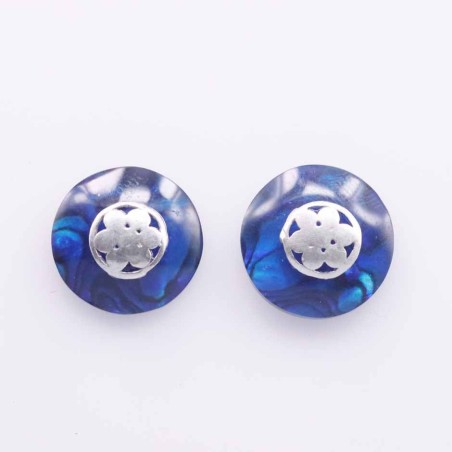 Earring Round 17mm. Abalon Shell