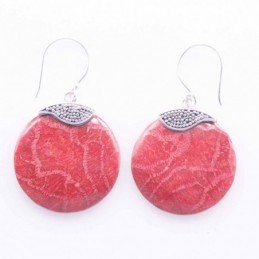 Earring Round 21mm. Coral