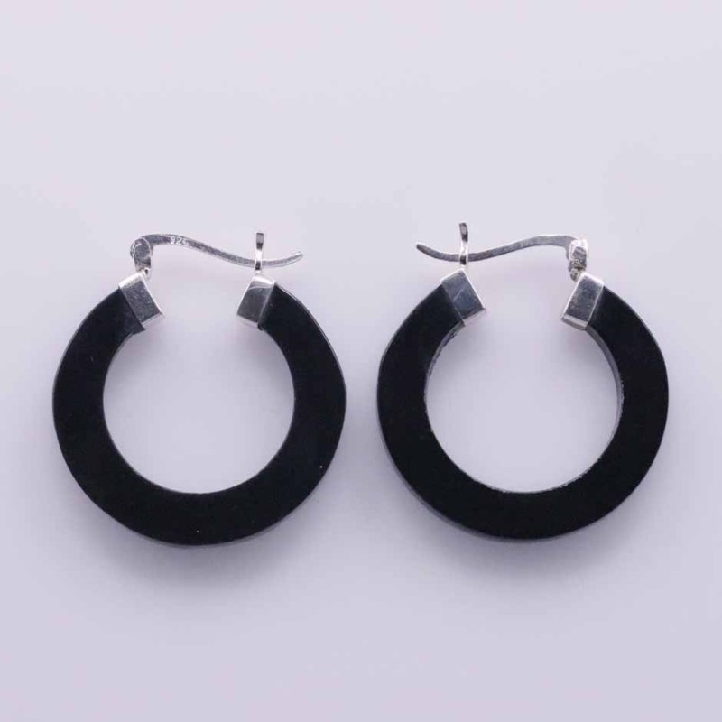 Earring Round 30mm. Black Resin