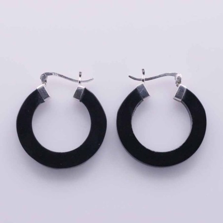 Earring Round 30mm. Black Resin