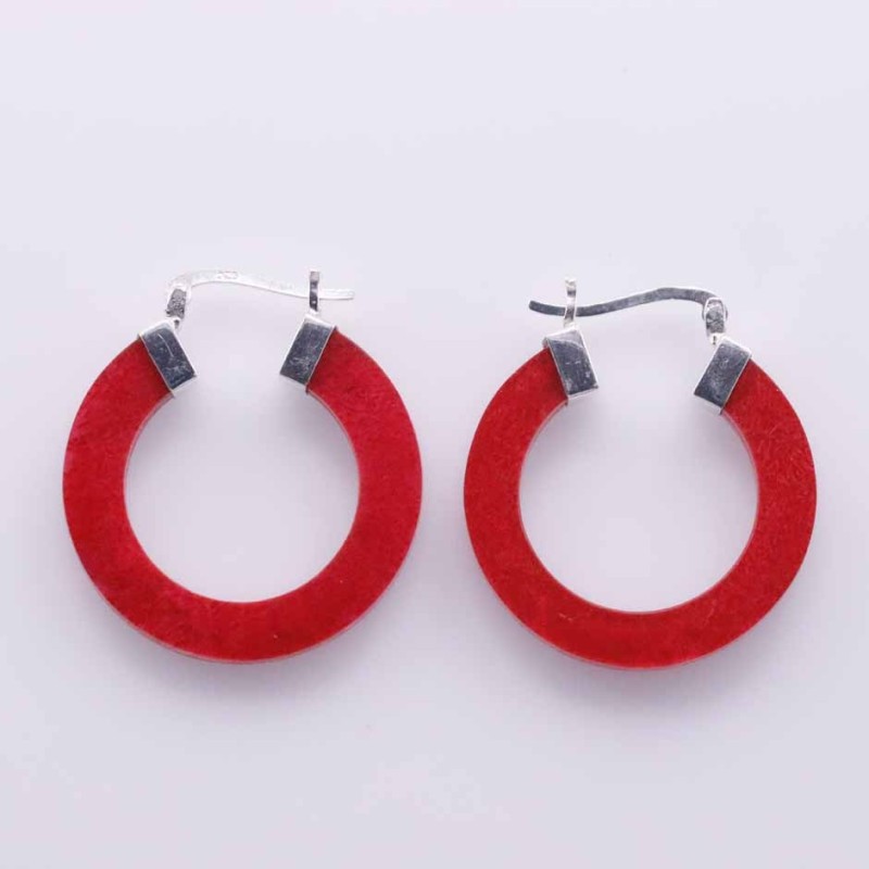 Earring Round 31mm Red Coral