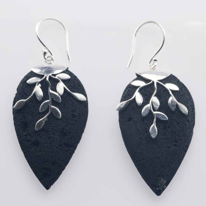 Earring Drop 18.5x34.5mm. Volcano Lava Stone Earring Drop 18.5x34.5mm. Volcano Lava Stone